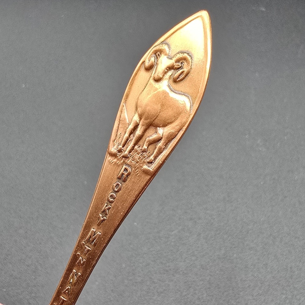 Vintage Rocky Mountain National Park Solid Copper Souvenir State Spoon Ram RARE - Picture 2 of 7